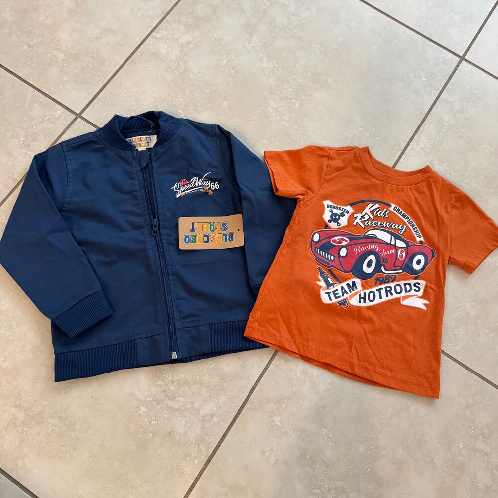 NWT Bleecker Street Toddler Boys 3T Race Car Jacket & Graphic Tee Bundle
